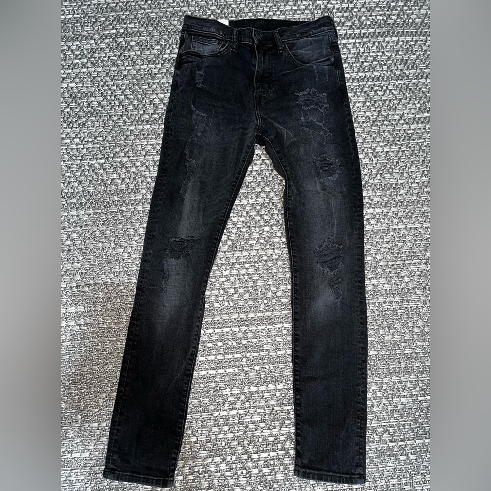 H&M | Men's Black Distressed Skinny Jeans